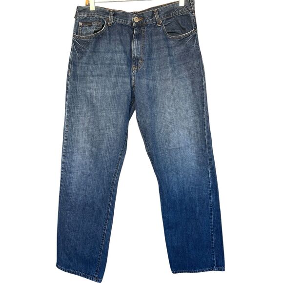 Calvin Klein Mens Jeans Size 36 x31 Relaxed Straight Blue Denim Casual Everyday - Picture 1 of 12